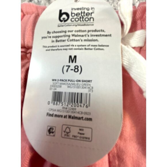 Wonder Nation Girls Shorts Pack of 2 Orange Solid/Green Yellow Floral Size M 7-8 - Picture 7 of 9